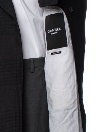 Calvin Klein 205W39NYC Virgin Wool Plaid Print Overcoat