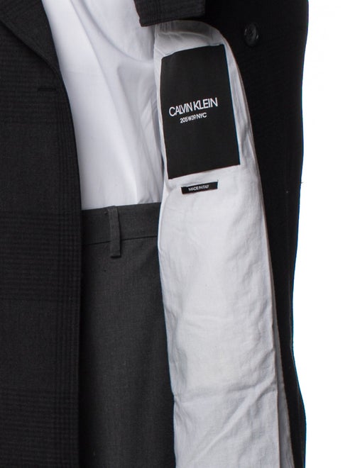 Calvin Klein 205W39NYC Virgin Wool Plaid Print Overcoat