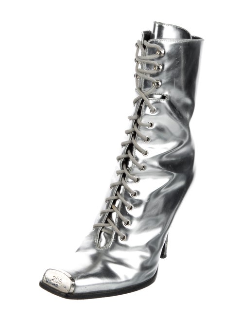 Calvin Klein 205W39NYC Patent Leather Cutout Accent Lace-Up Boots