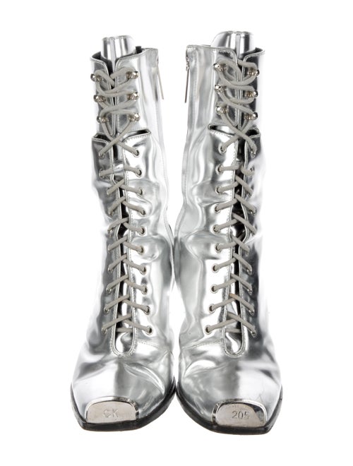 Calvin Klein 205W39NYC Patent Leather Cutout Accent Lace-Up Boots