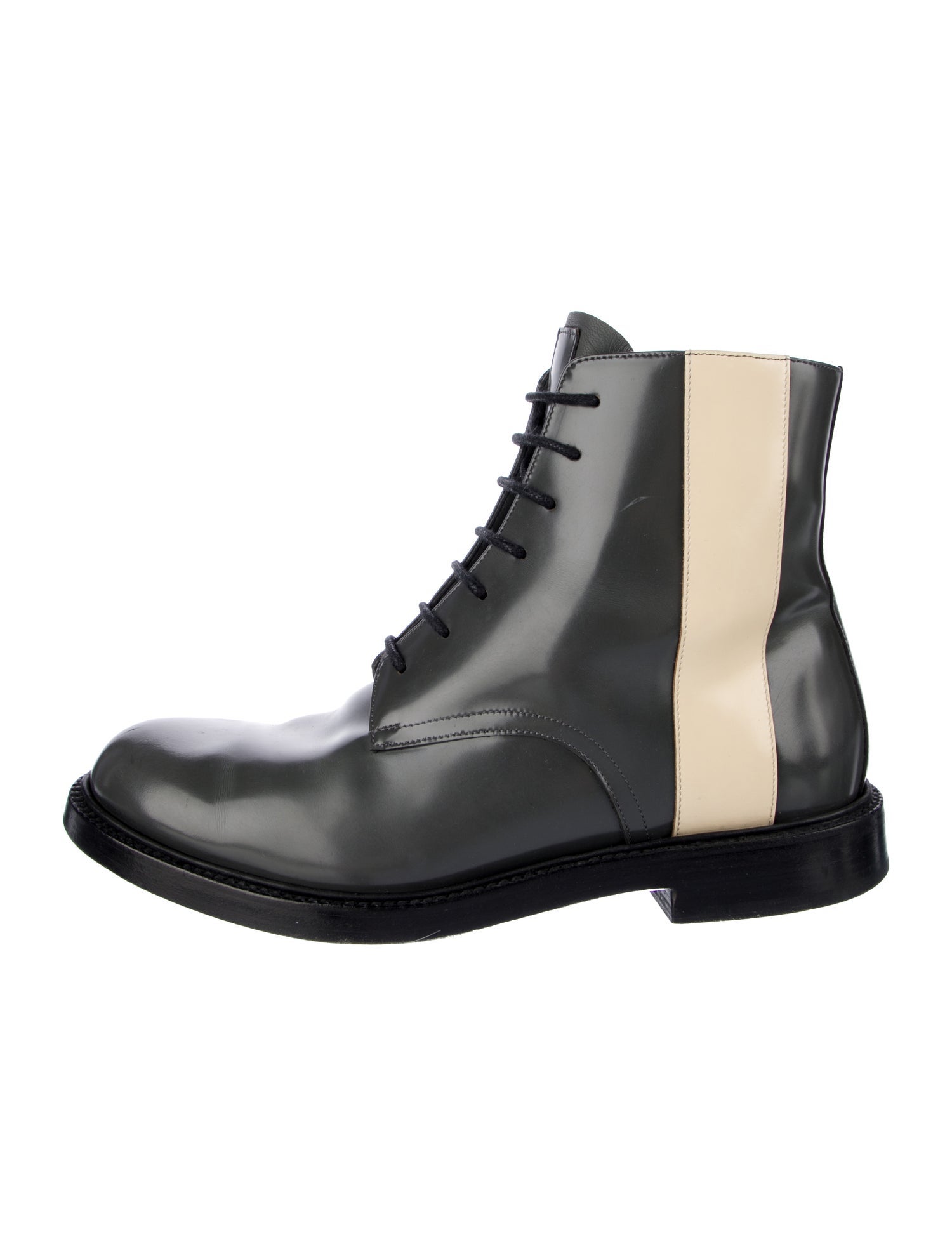 Calvin Klein 205W39NYC Leather Colorblock Pattern Combat Boots