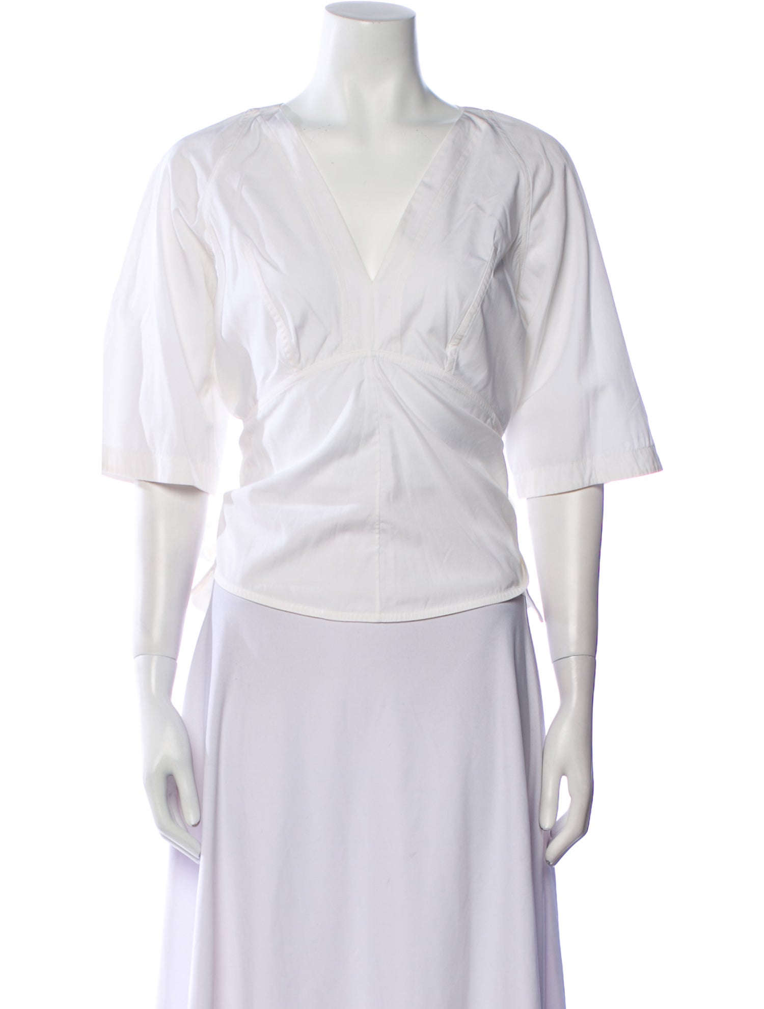 Calvin Klein 205W39NYC V-Neck Three-Quarter Sleeve Crop Top