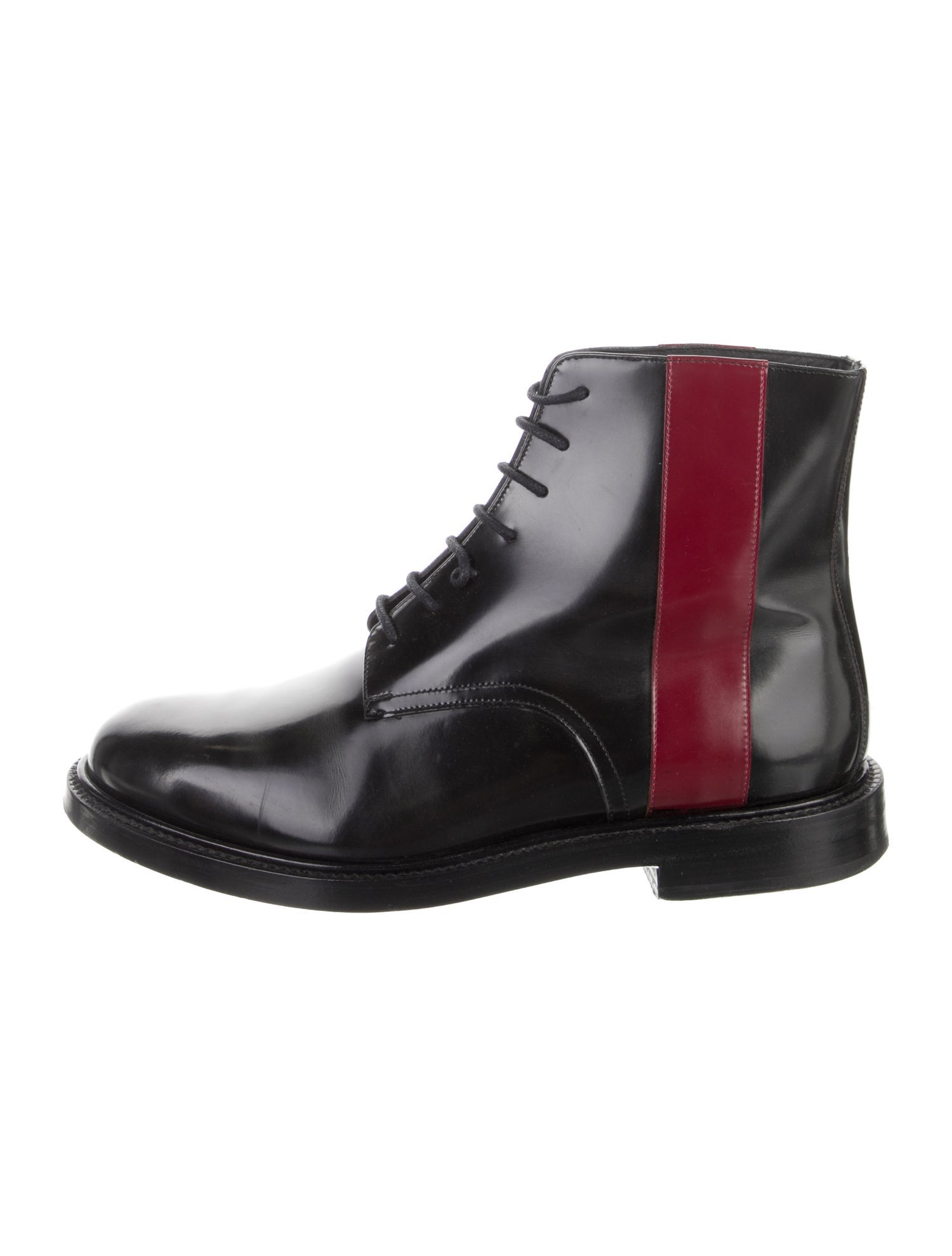 Calvin Klein 205W39NYC Patent Leather Striped Lace-Up Boots