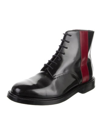 Calvin Klein 205W39NYC Patent Leather Striped Lace-Up Boots