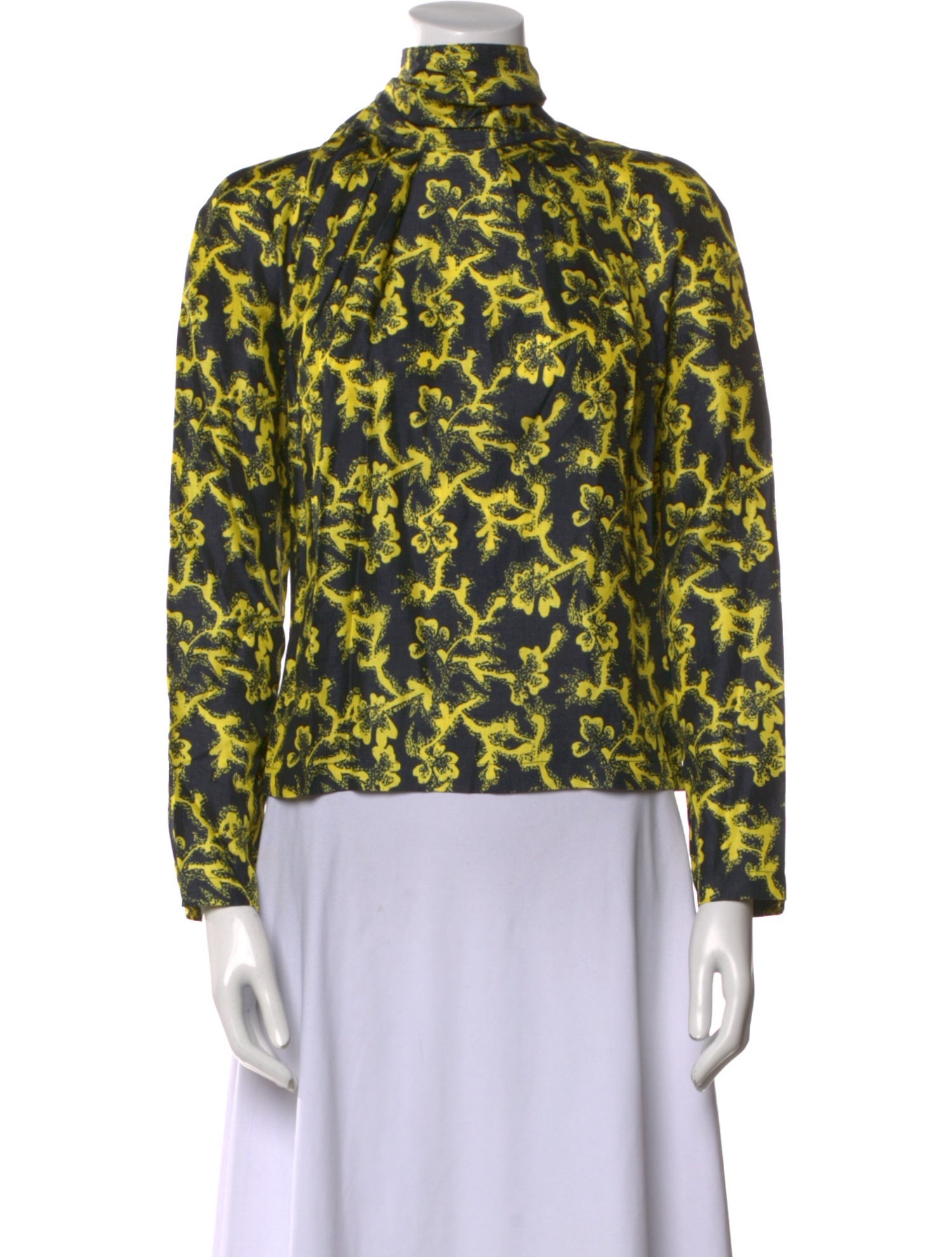 Calvin Klein 205W39NYC Floral Print Mock Neck Blouse