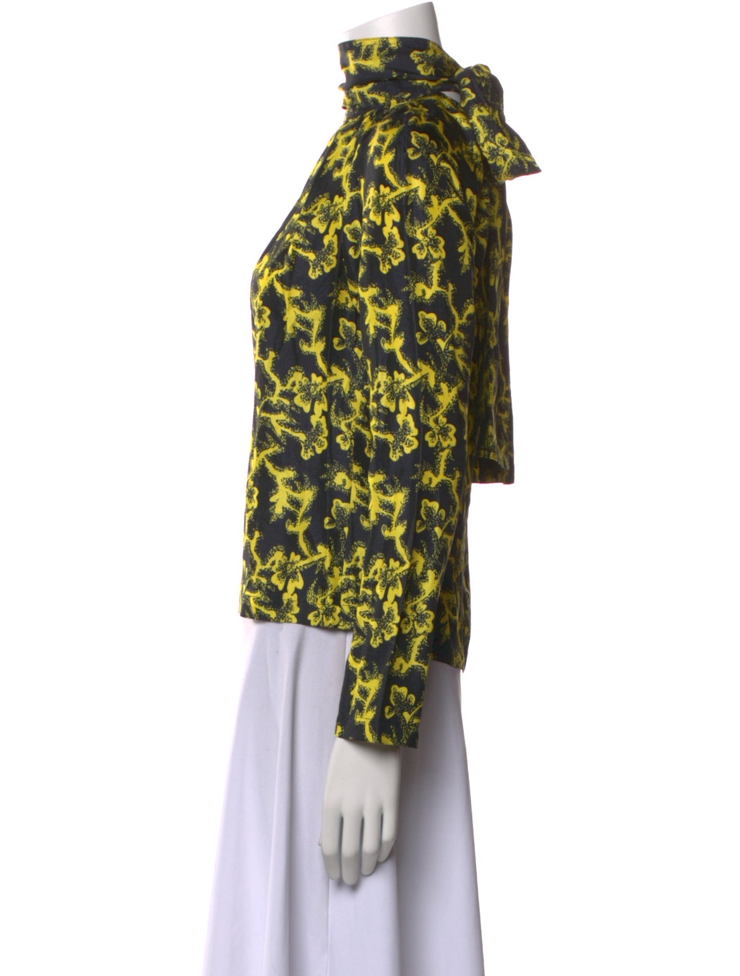 Calvin Klein 205W39NYC Floral Print Mock Neck Blouse