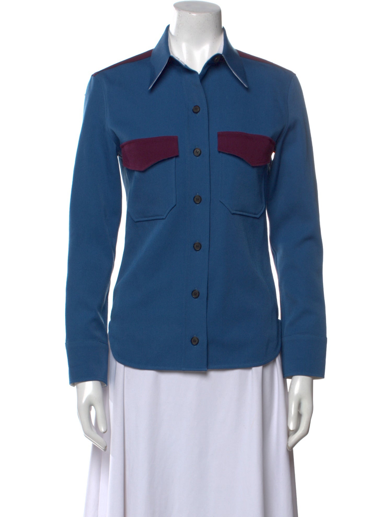 Calvin Klein 205W39NYC Wool Long Sleeve Button-Up Top