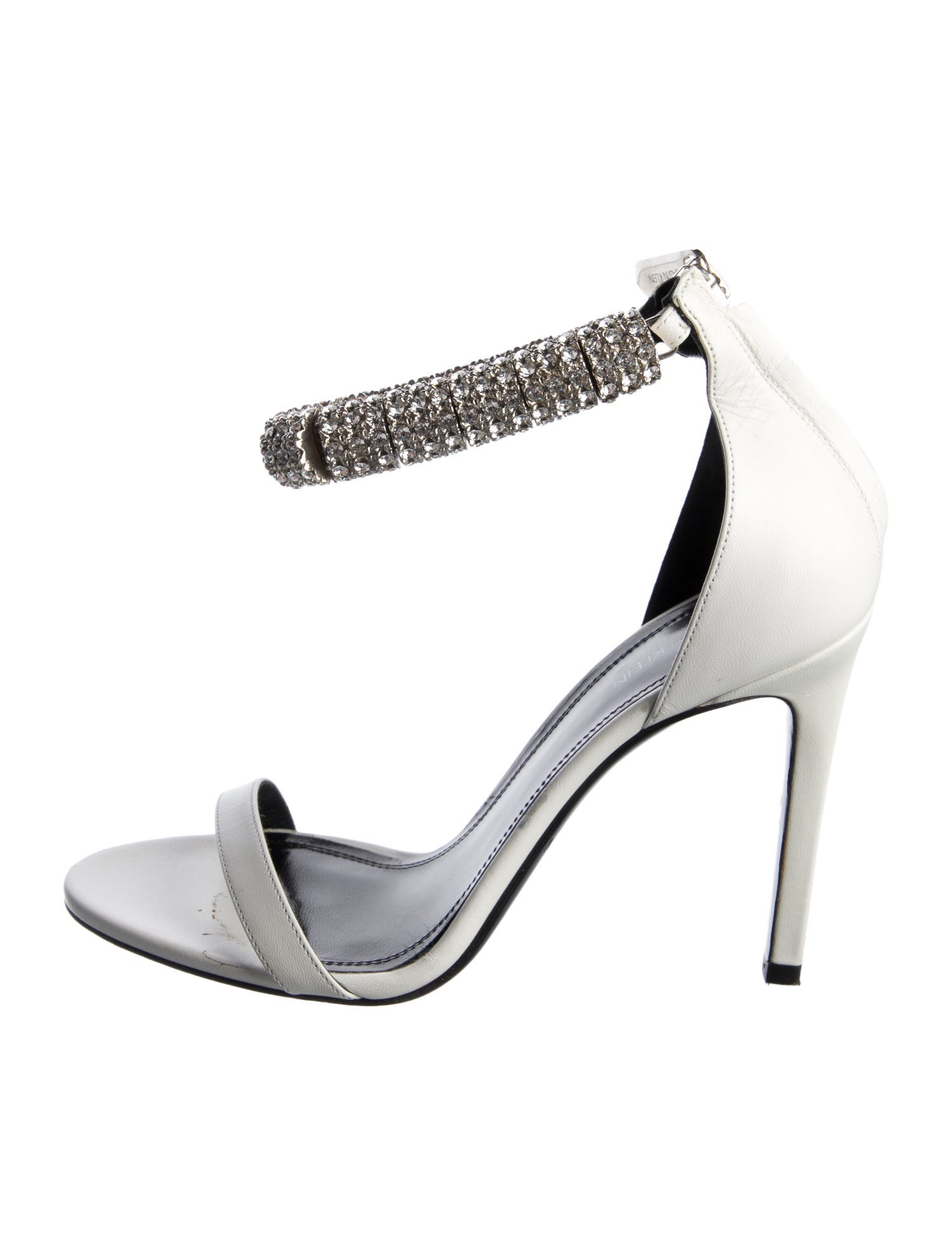 Calvin Klein 205W39NYC Leather Crystal Embellishments Sandals
