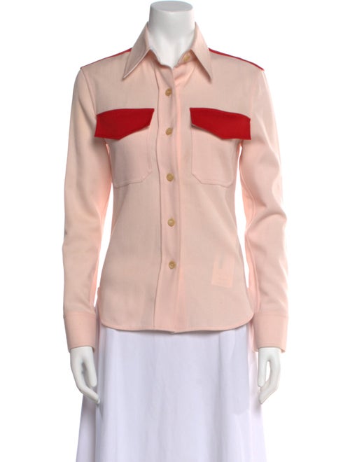 Calvin Klein 205W39NYC Virgin Wool Long Sleeve Button-Up Top