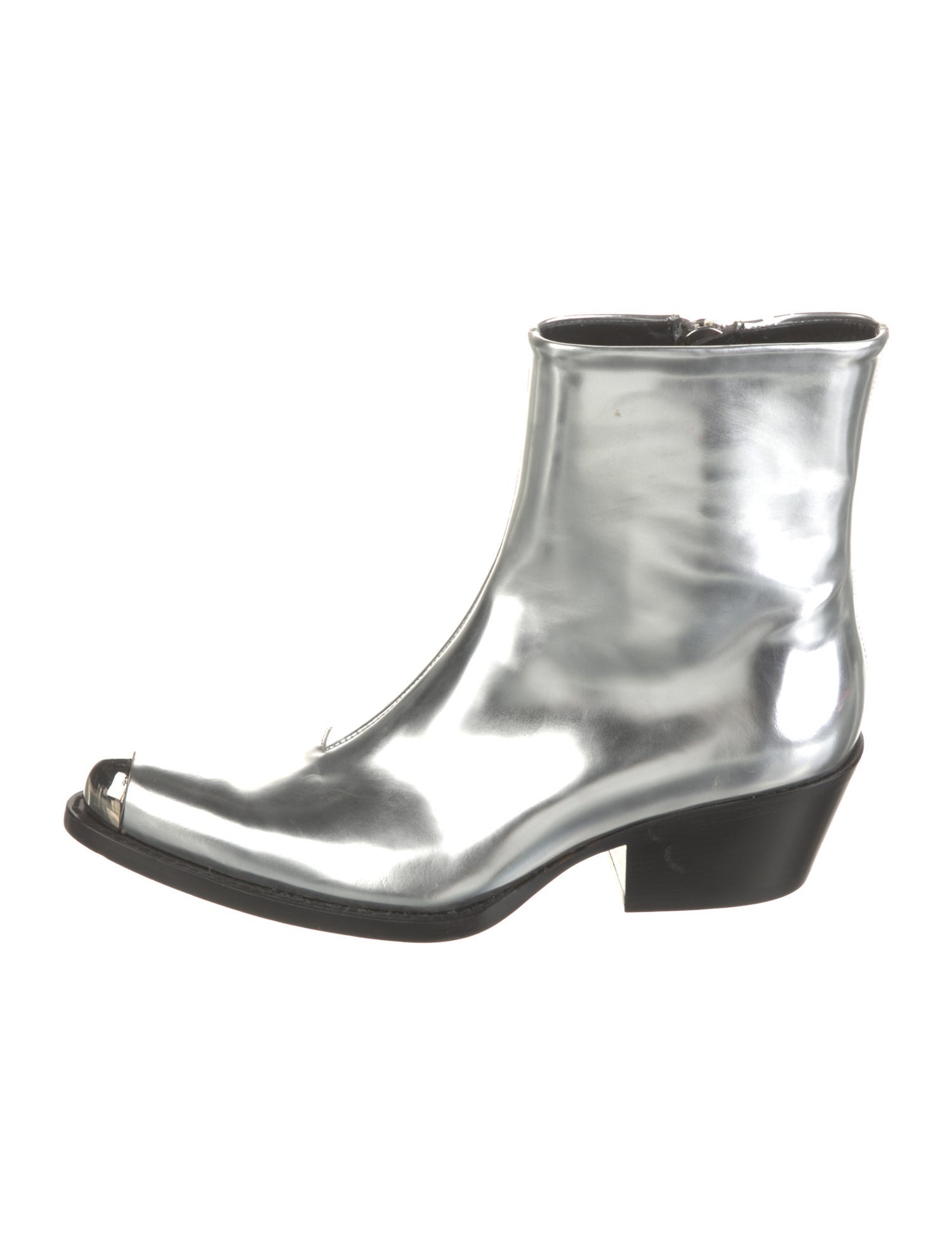 Calvin Klein 205W39NYC Patent Leather Colorblock Pattern Rain Boots