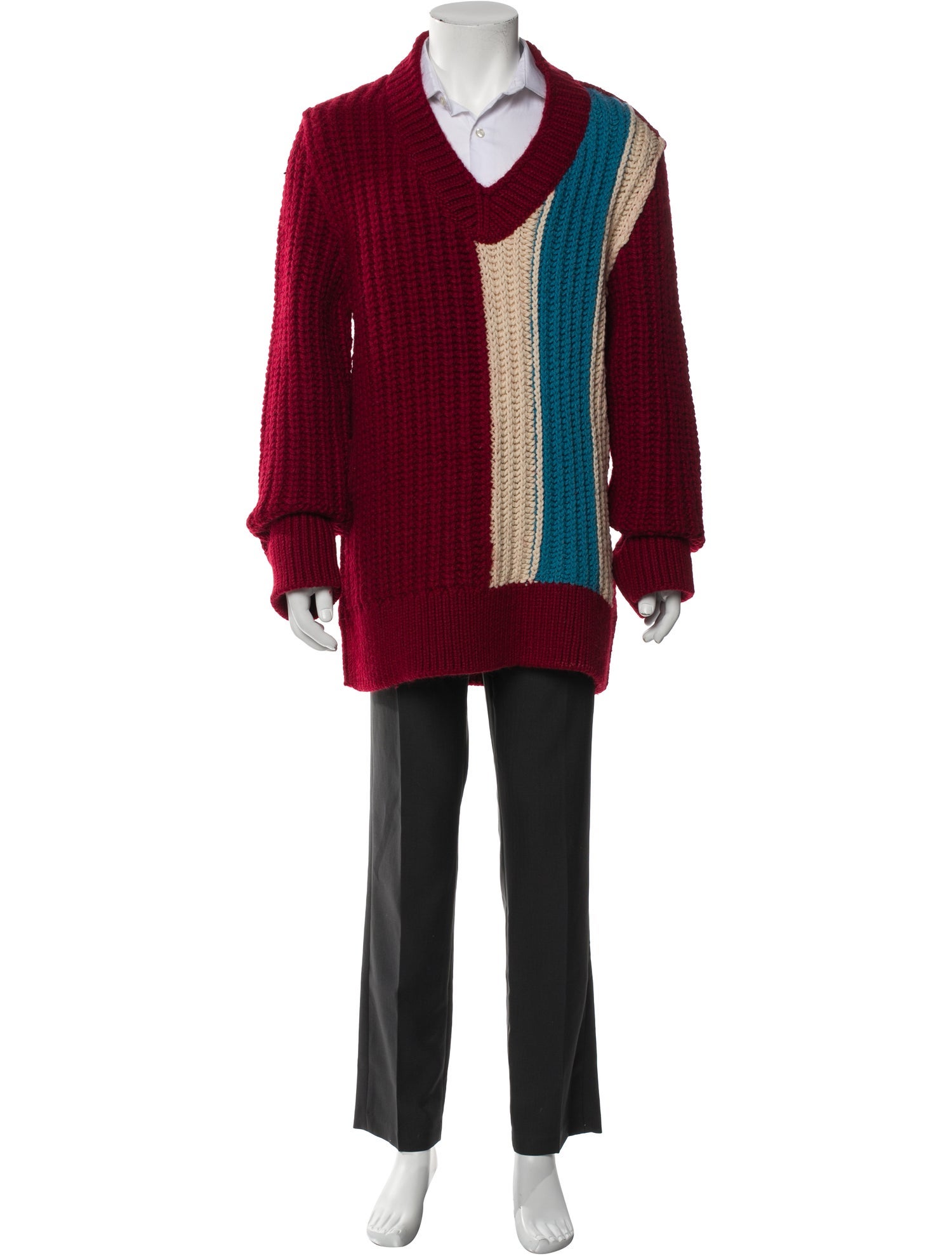 Calvin Klein 205W39NYC Wool Colorblock Pattern Pullover