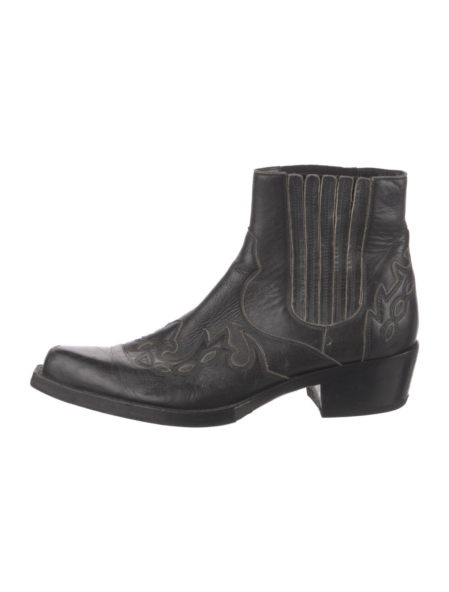 Calvin Klein 205W39NYC Leather Embroidered Accent Boots
