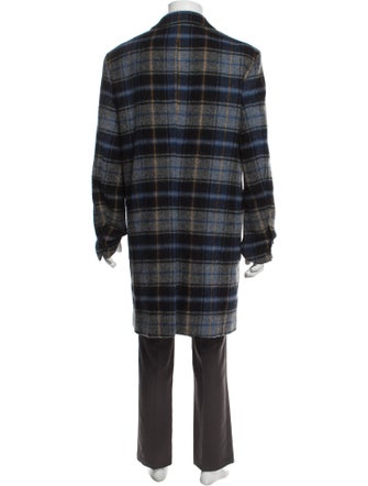 Calvin Klein 205W39NYC Wool Plaid Print Overcoat