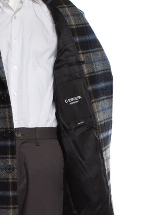 Calvin Klein 205W39NYC Wool Plaid Print Overcoat