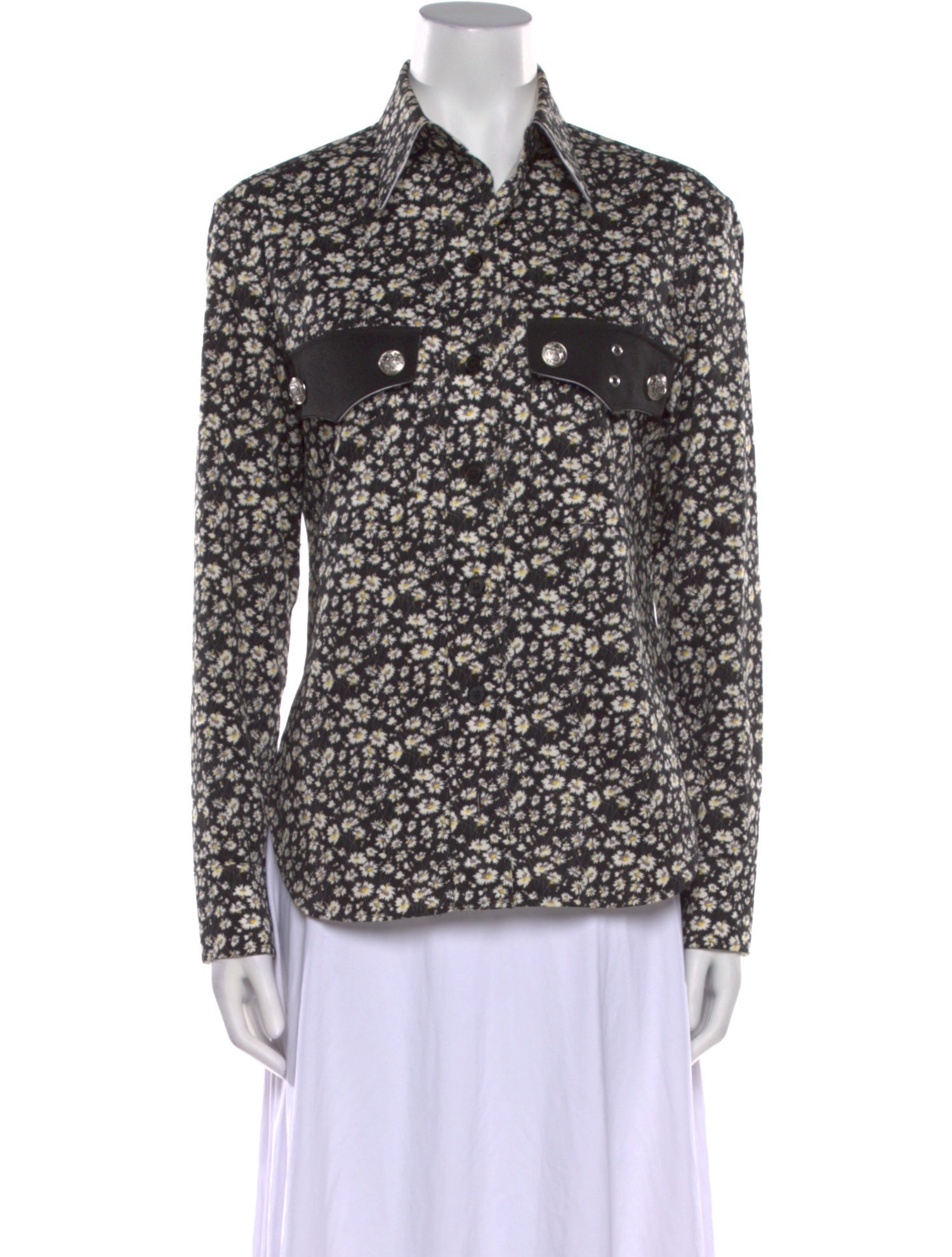 Calvin Klein 205W39NYC Floral Print Long Sleeve Button-Up Top