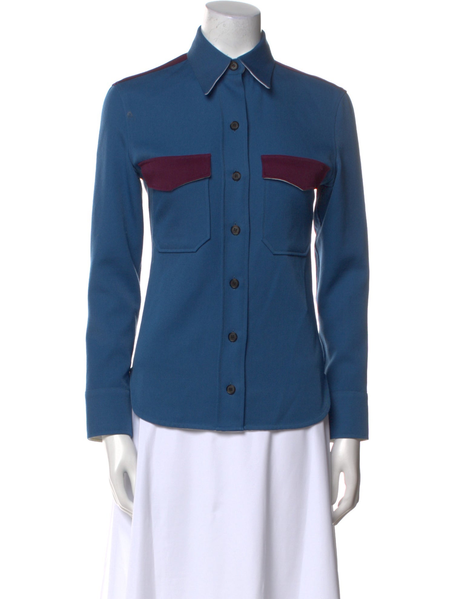 Calvin Klein 205W39NYC Wool Long Sleeve Button-Up Top