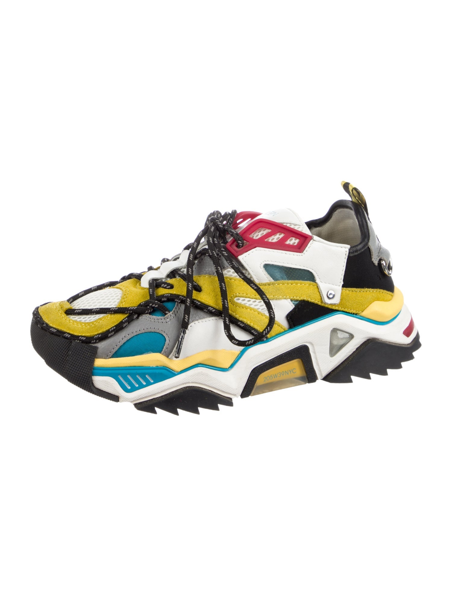 Calvin Klein 205W39NYC Leather Colorblock Pattern Chunky Sneakers