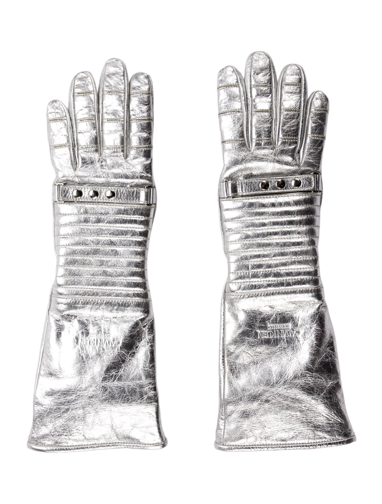 Calvin Klein 205W39NYC 2018 Silver Firefighter Leather Gloves