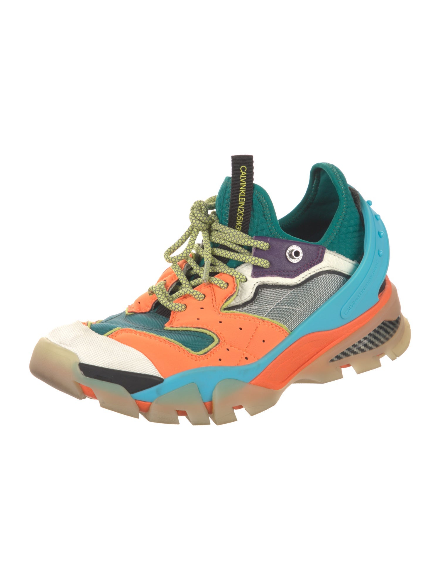 Calvin Klein 205W39NYC Leather Colorblock Pattern Athletic Sneakers