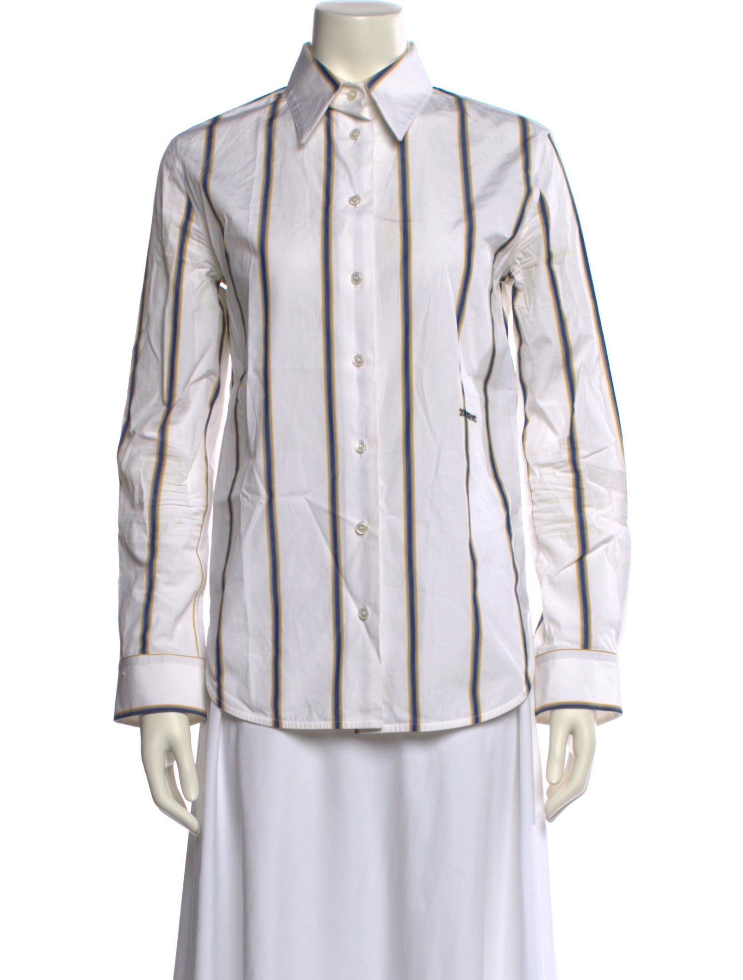 Calvin Klein 205W39NYC Striped Long Sleeve Button-Up Top