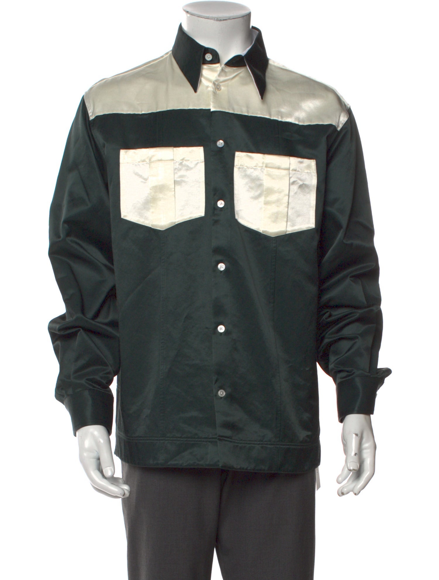 Calvin Klein 205W39NYC Colorblock Pattern Long Sleeve Western Shirt