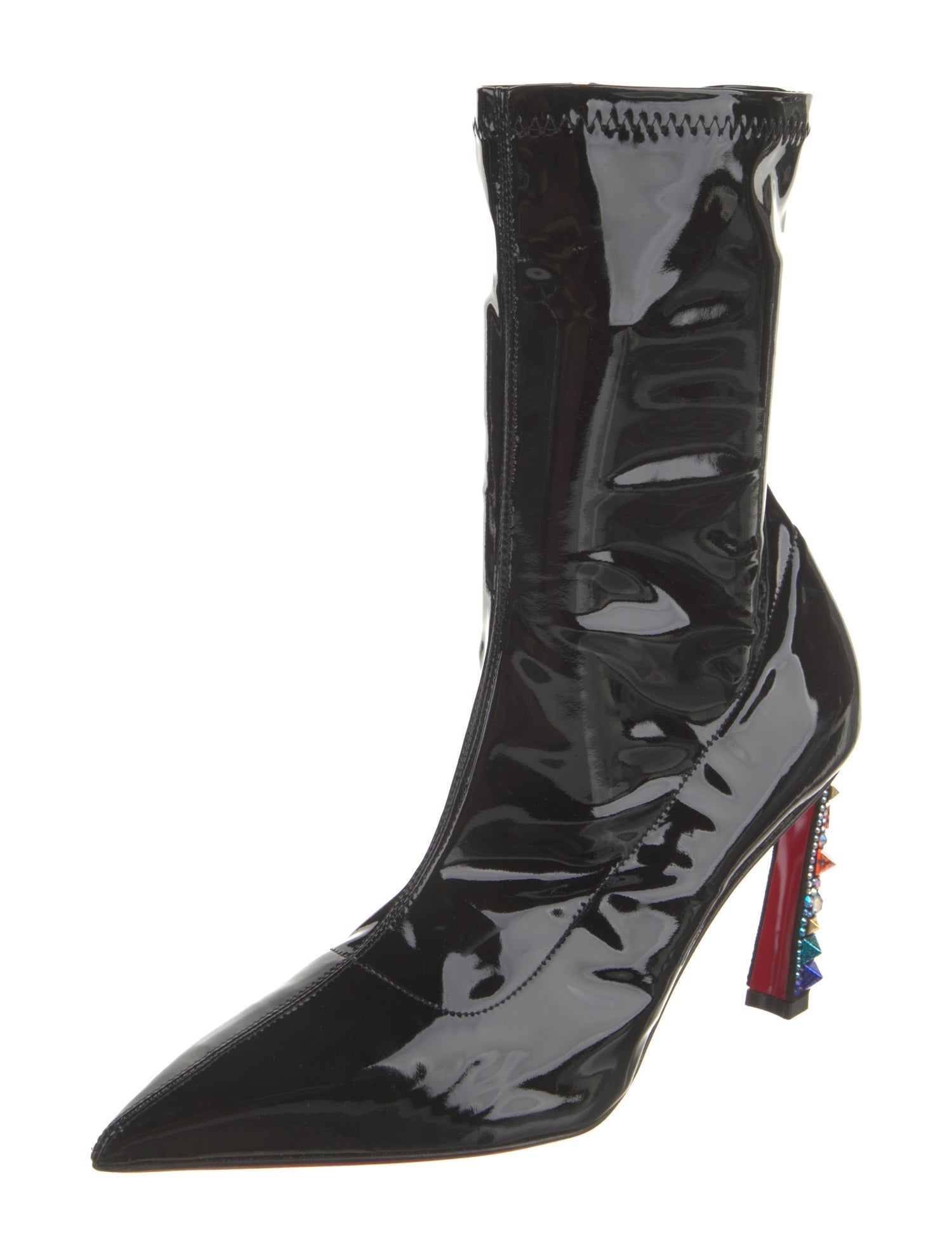 Christian Louboutin x MARVEL Patent Leather Crystal Embellishments Sock Boots