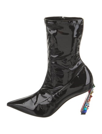 Christian Louboutin x MARVEL Patent Leather Crystal Embellishments Sock Boots