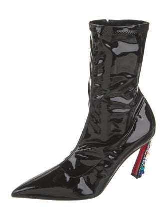 Christian Louboutin x MARVEL Patent Leather Crystal Embellishments Sock Boots