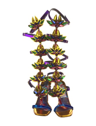 Christian Louboutin x MARVEL Patent Leather Printed Gladiator Sandals