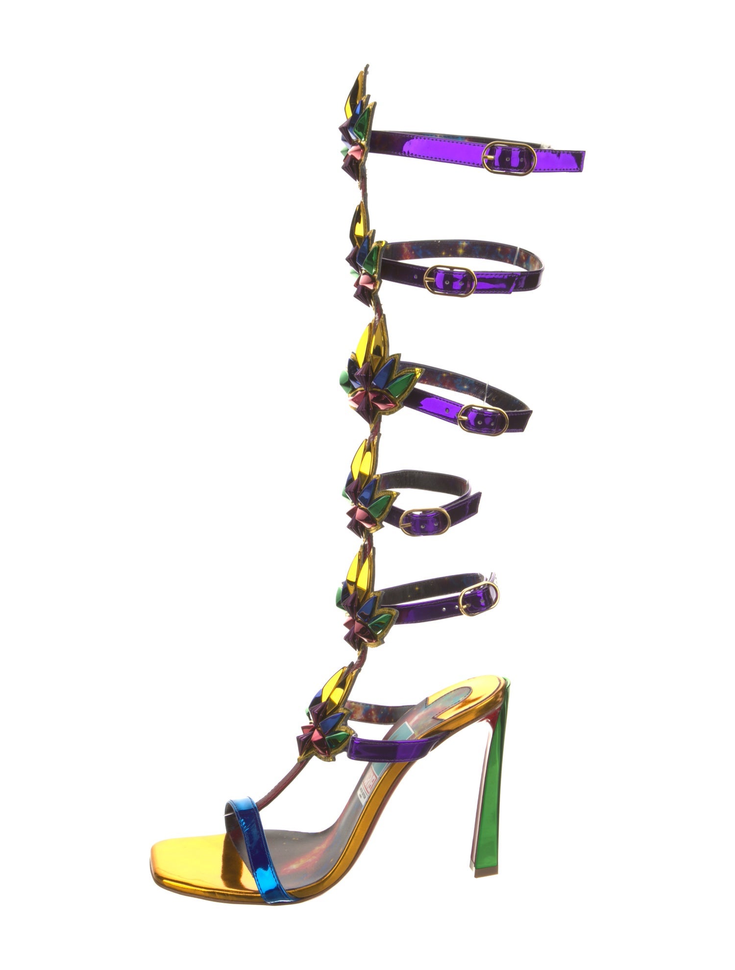 Christian Louboutin x MARVEL Patent Leather Printed Gladiator Sandals
