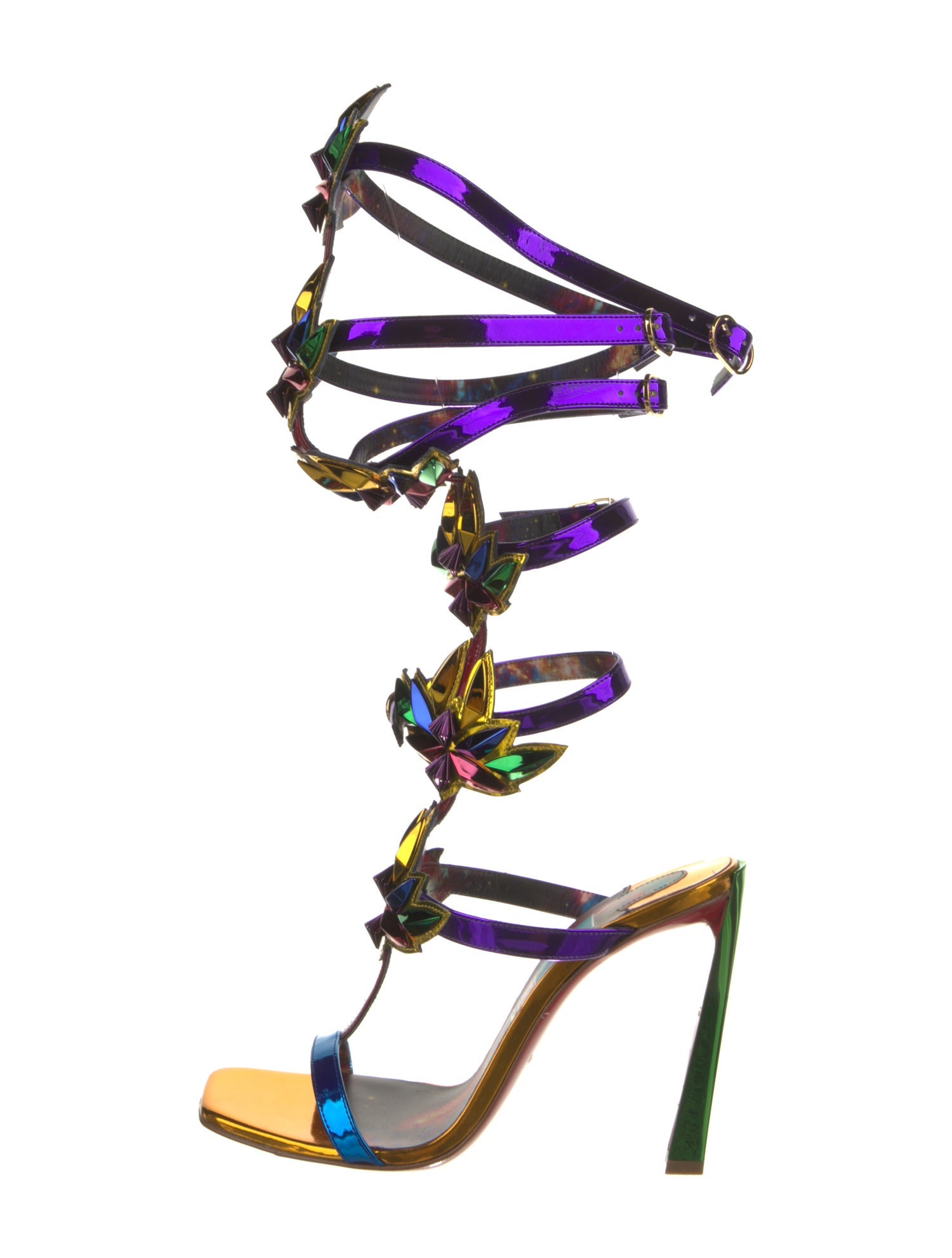 Christian Louboutin x MARVEL Patent Leather Colorblock Pattern Gladiator Sandals