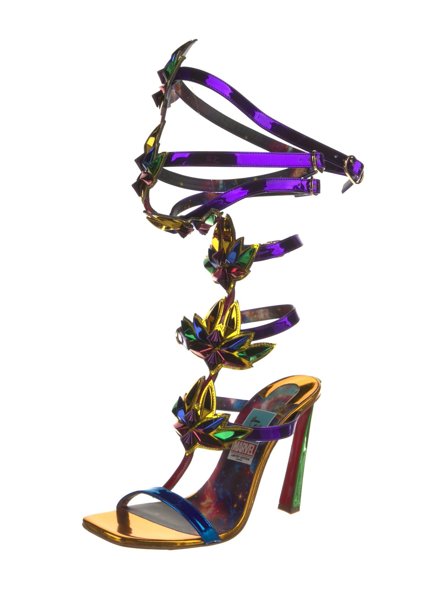 Christian Louboutin x MARVEL Patent Leather Colorblock Pattern Gladiator Sandals