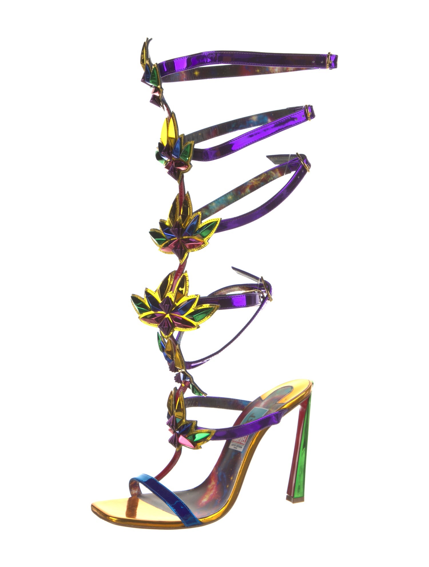 Christian Louboutin x MARVEL Patent Leather Colorblock Pattern Gladiator Sandals