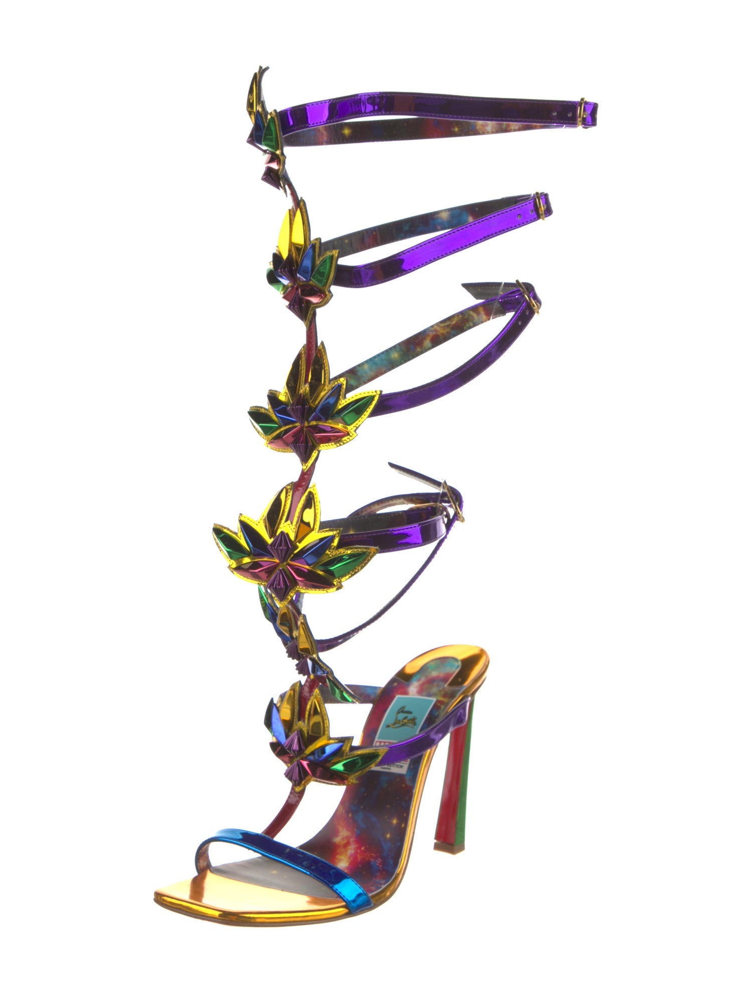 Christian Louboutin x MARVEL Patent Leather Colorblock Pattern Gladiator Sandals