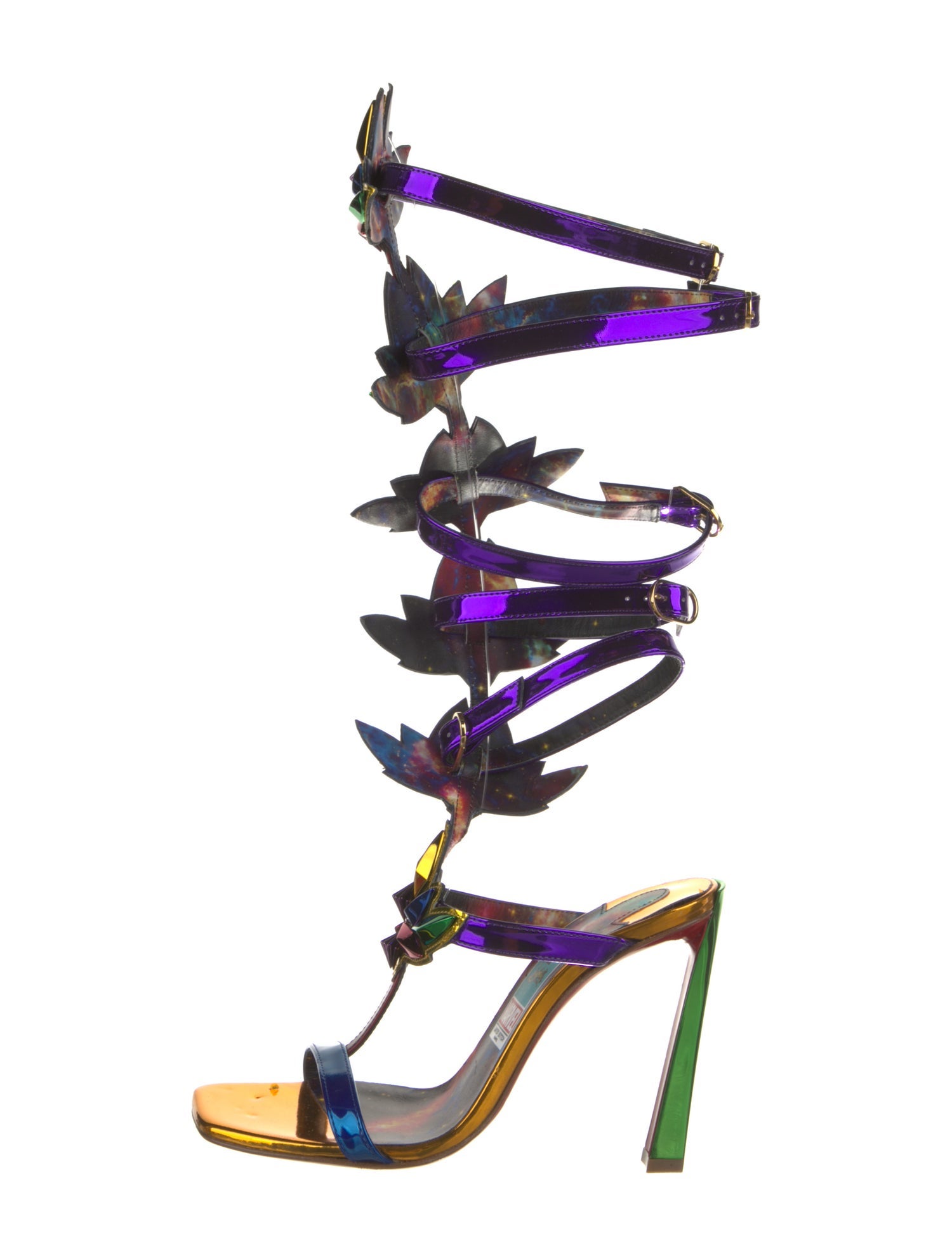 Christian Louboutin x MARVEL Patent Leather Colorblock Pattern Gladiator Sandals