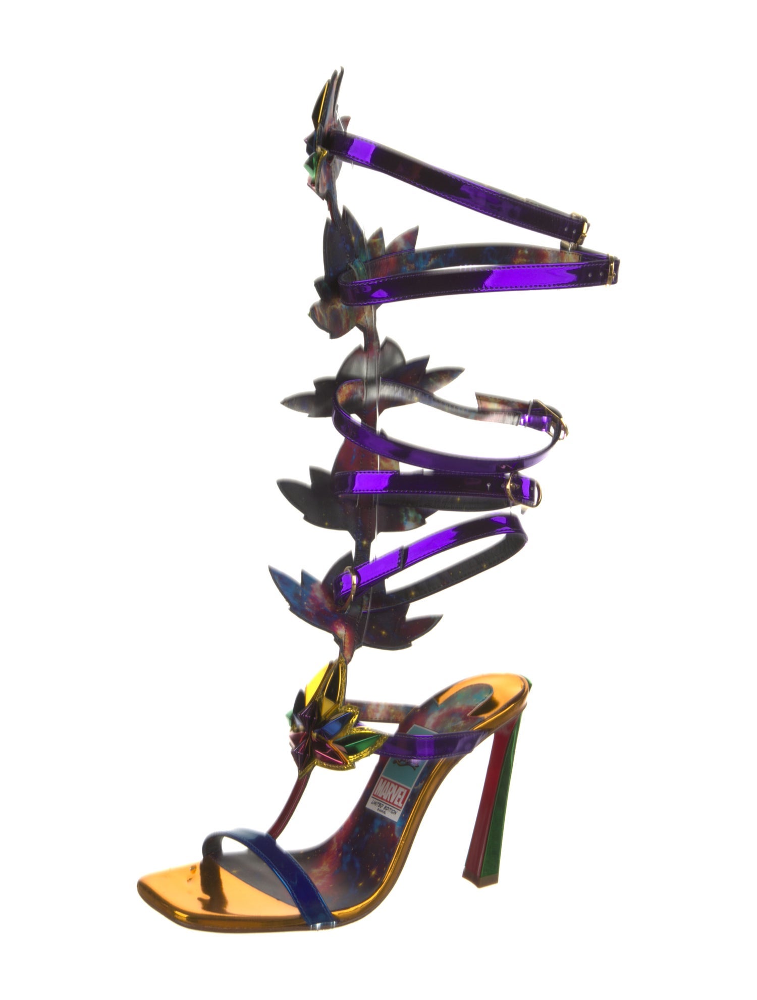 Christian Louboutin x MARVEL Patent Leather Colorblock Pattern Gladiator Sandals