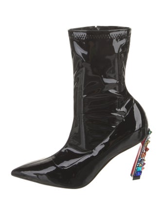 Christian Louboutin x MARVEL Patent Leather Crystal Embellishments Sock Boots