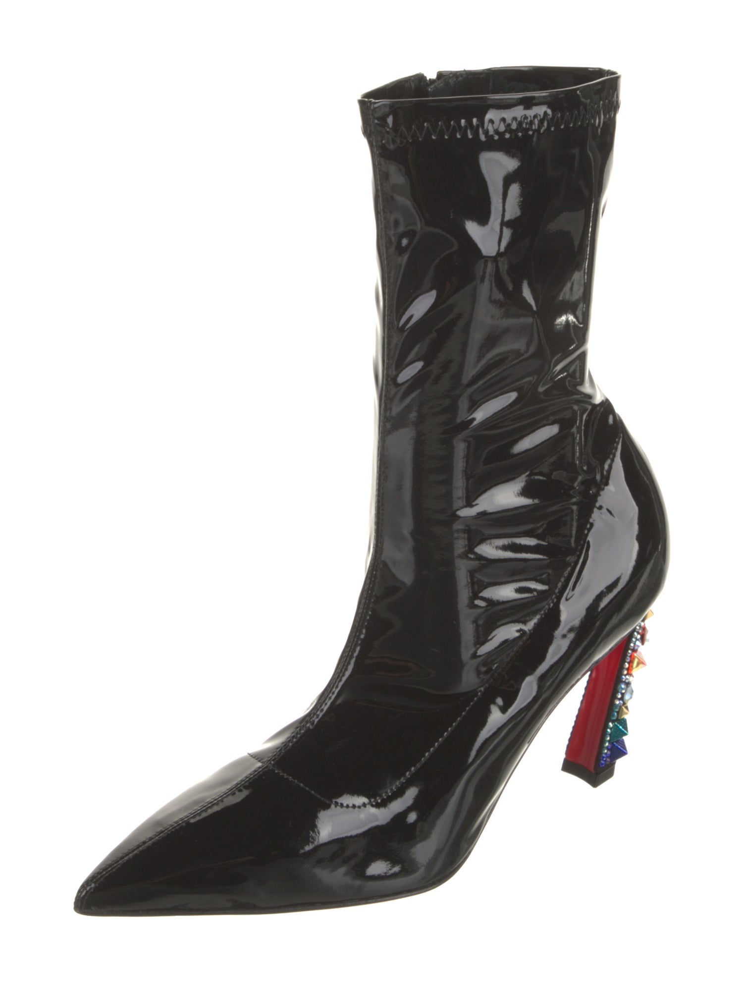 Christian Louboutin x MARVEL Patent Leather Crystal Embellishments Sock Boots