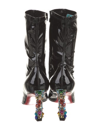 Christian Louboutin x MARVEL Patent Leather Crystal Embellishments Sock Boots
