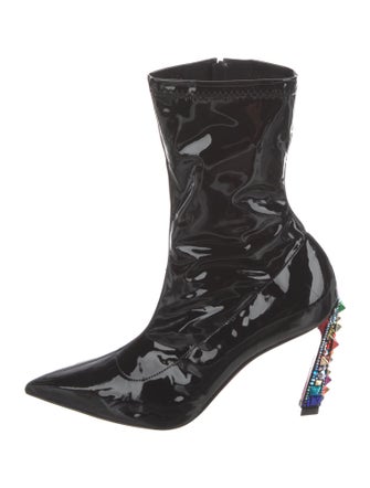 Christian Louboutin x MARVEL Patent Leather Crystal Embellishments Sock Boots