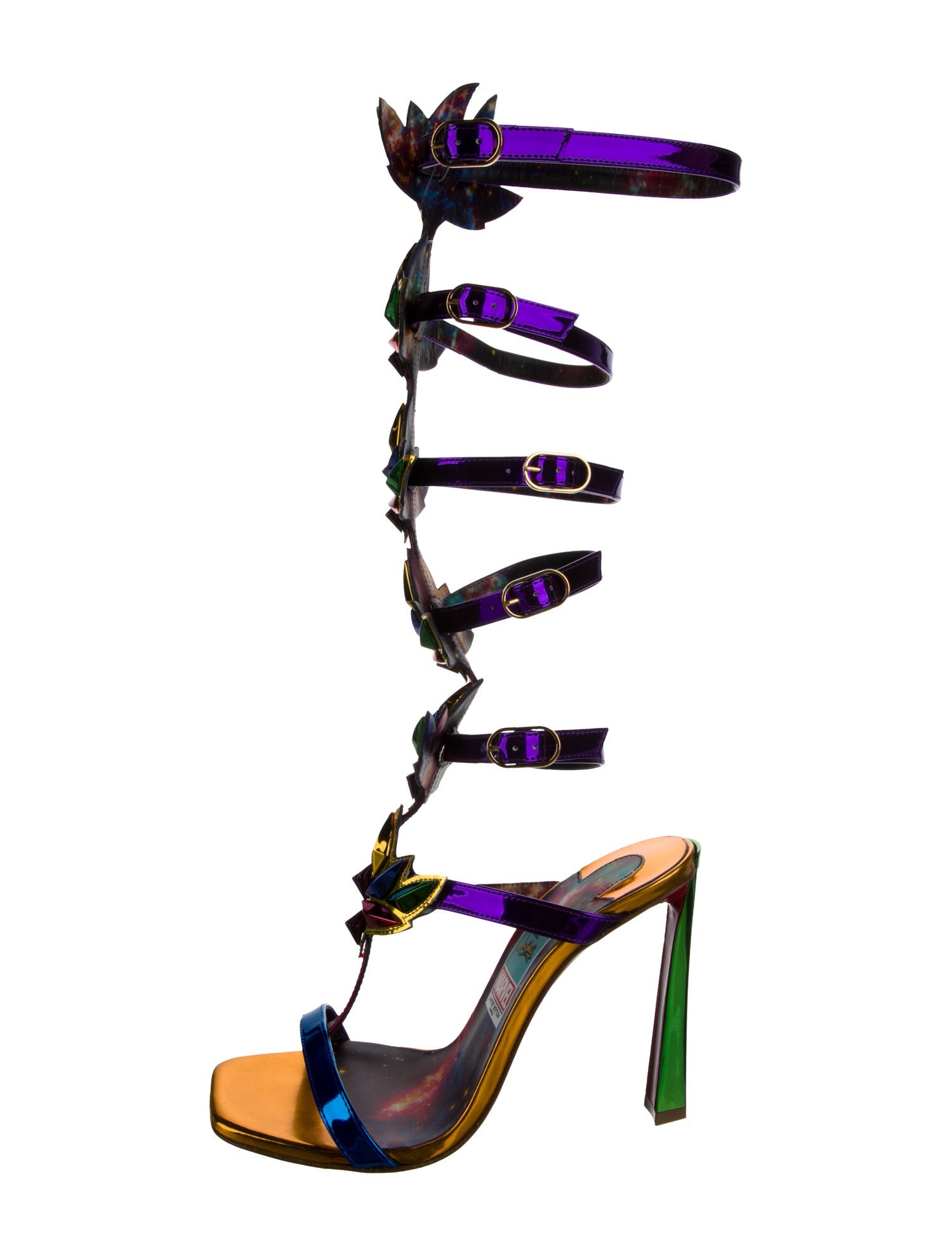 Christian Louboutin x MARVEL Patent Leather Colorblock Pattern Gladiator Sandals