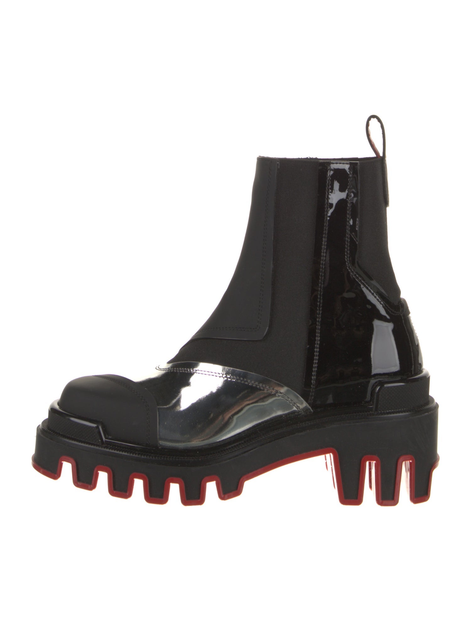 Christian Louboutin x MARVEL Patent Leather Leather Trim Embellishment Chelsea Boots