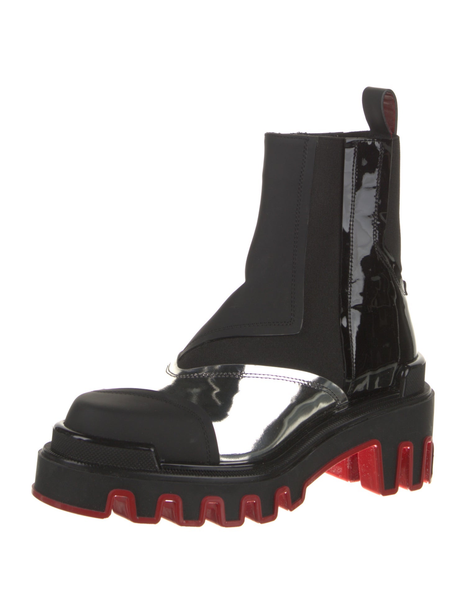 Christian Louboutin x MARVEL Patent Leather Leather Trim Embellishment Chelsea Boots