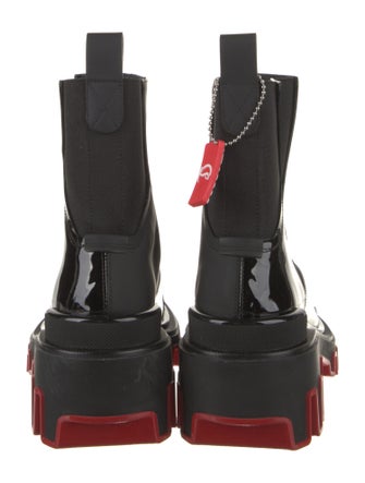 Christian Louboutin x MARVEL Patent Leather Leather Trim Embellishment Chelsea Boots