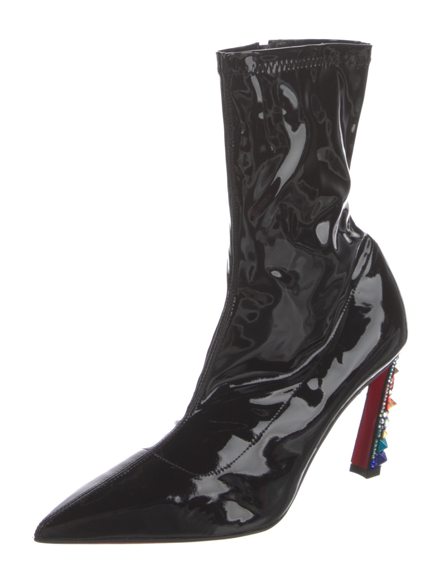Christian Louboutin x MARVEL Patent Leather Crystal Embellishments Sock Boots