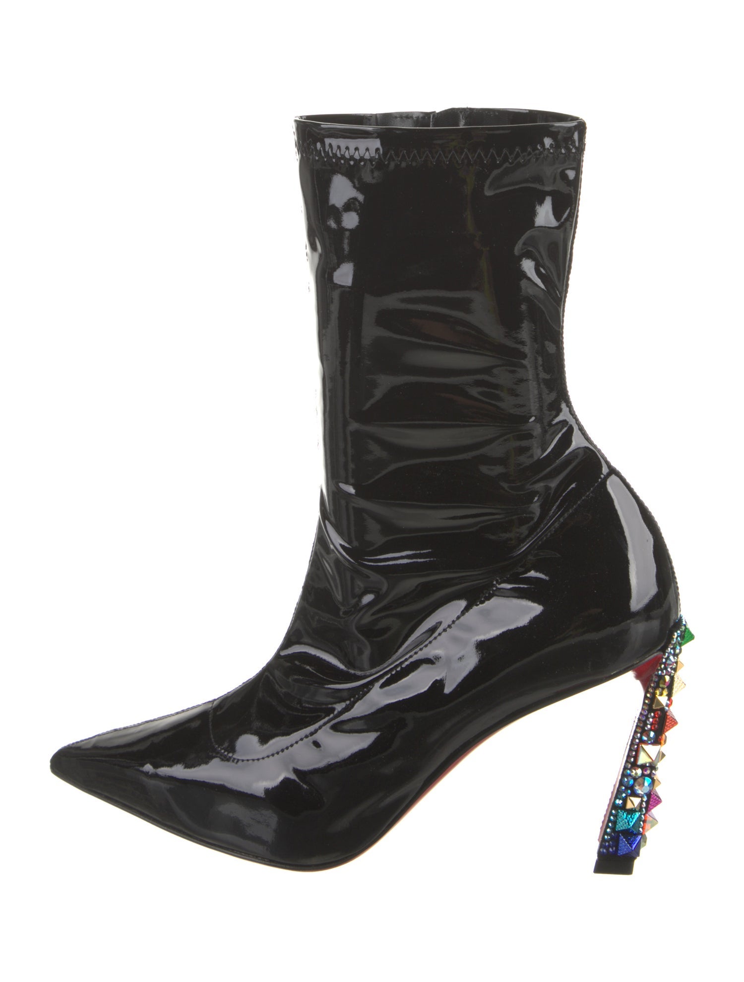 Christian Louboutin x MARVEL Patent Leather Crystal Embellishments Sock Boots