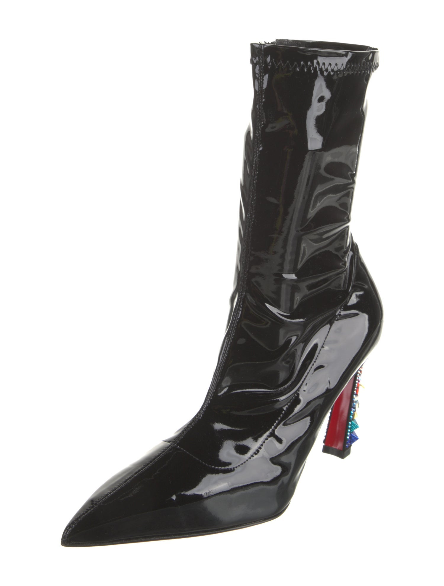 Christian Louboutin x MARVEL Patent Leather Crystal Embellishments Sock Boots