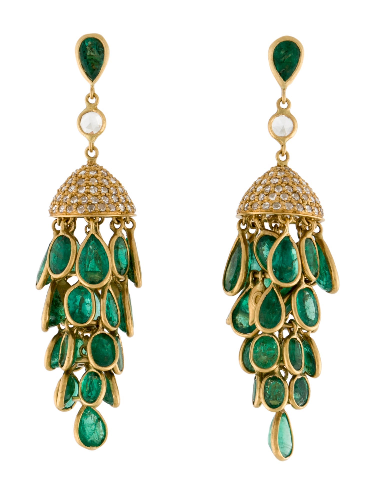 Coomi 20K 12.50ctw Emerald & Diamond Chandelier Earrings