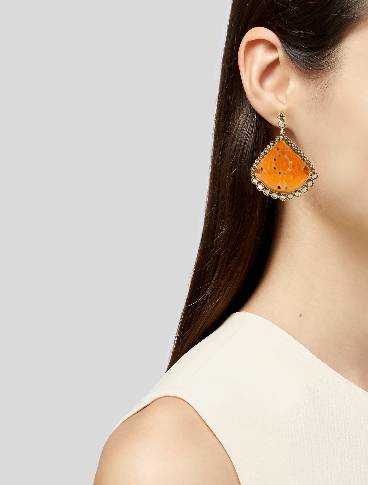 Coomi Diamond & Carnelian Drop Earrings