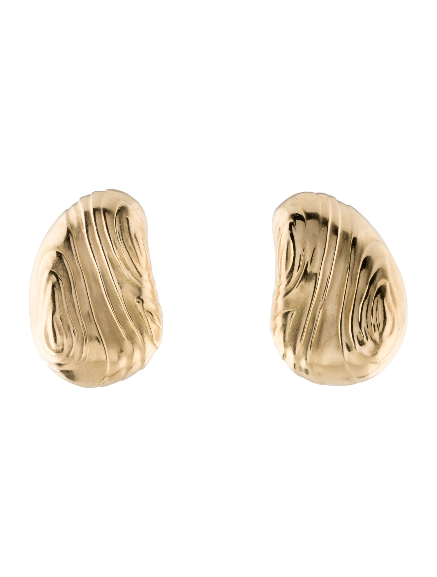 Angela Cummings Vintage 18K Wood Grain Clip-On Earrings